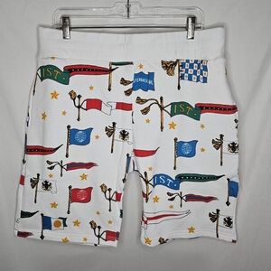 New Mens Stussy 112160 International World Flags White Fleece Shorts Size XL